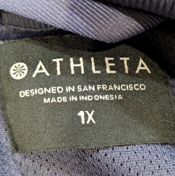 Athleta Blue Leopard Print Zip Up Jacket 1X - Picture 7 of 9